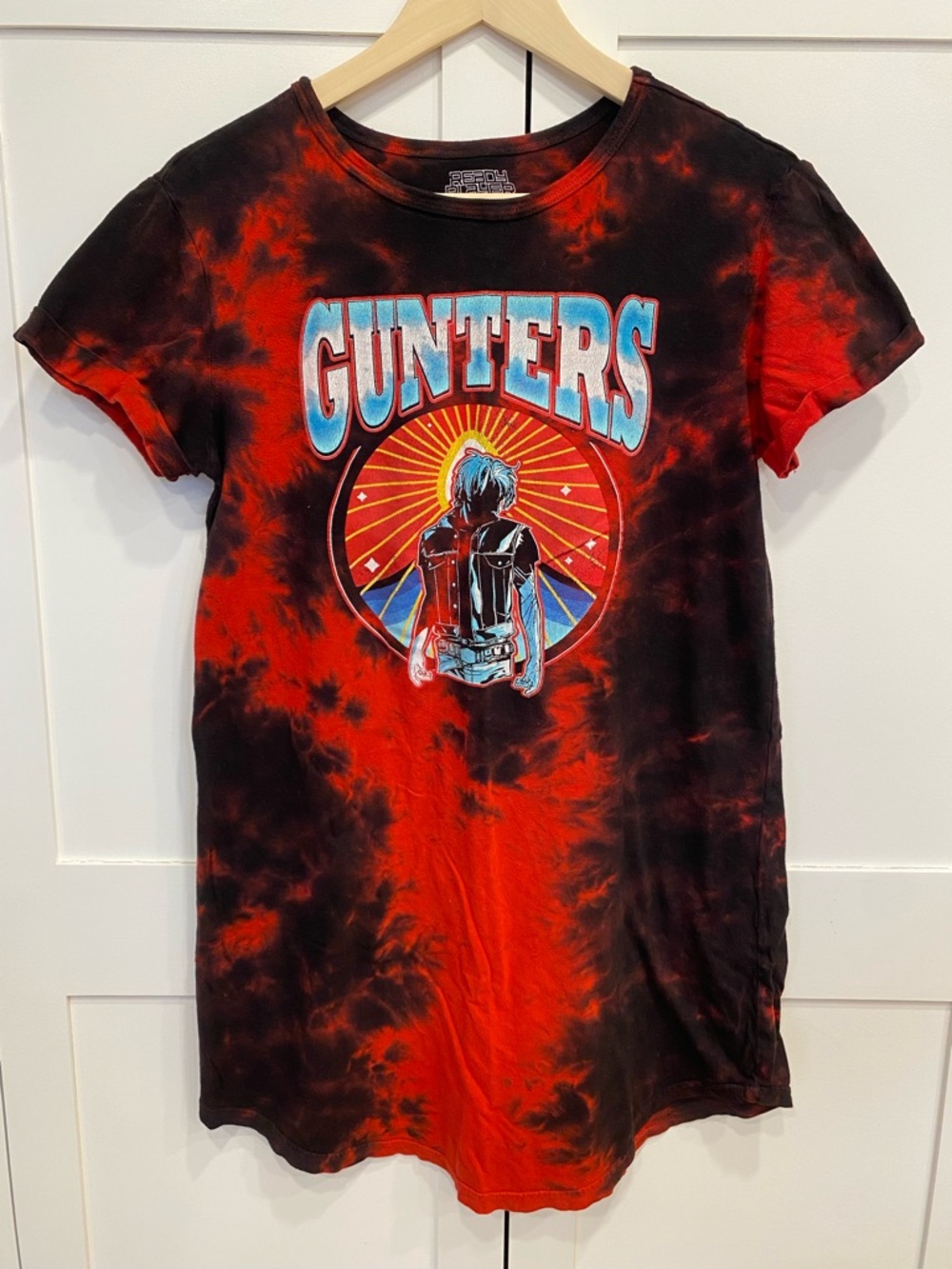 Ready Player One Gunters Oasis 2045 Red Tie-Dye Shirt Dress Pajamas Sz Small